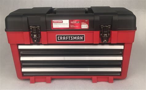 craftsman grey metal tool box with sliding drawers|portable three drawer tool chest.